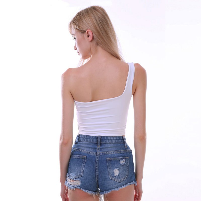 Summer Sexy One-shoulder Vest Crop Top Sleeveless T-Shirt Tank Tops Women Clothing - Image 10