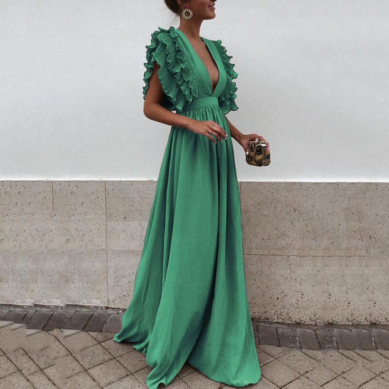 Fungus bohemian dress deep V long high waist dress skirt - Image 4