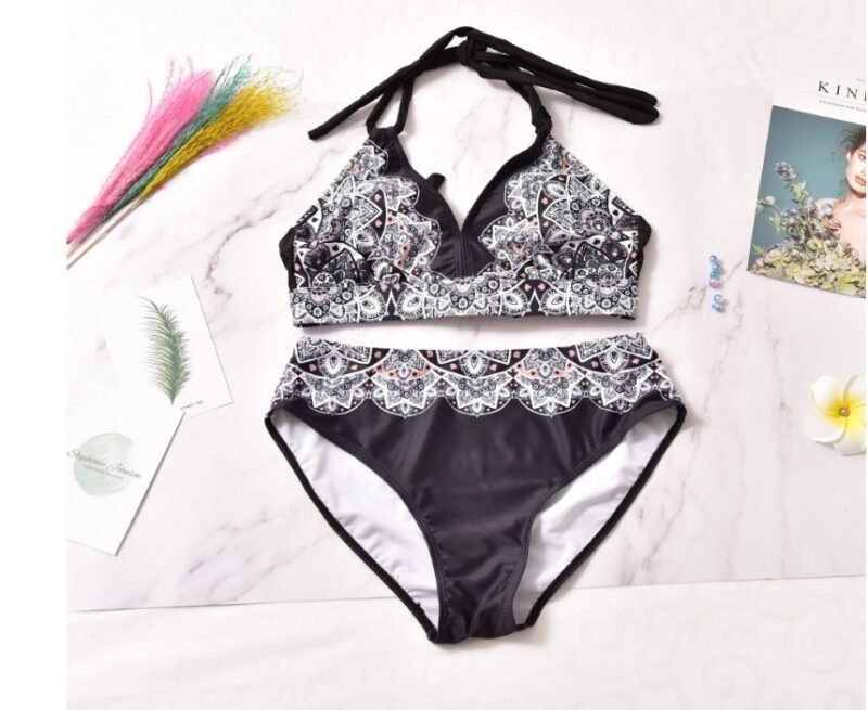 Printed Swimsuit Retro Bikini With Back Straps - Image 5