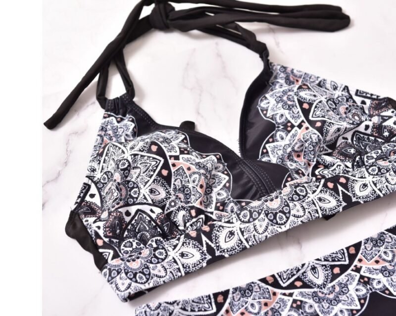 Printed Swimsuit Retro Bikini With Back Straps - Image 6