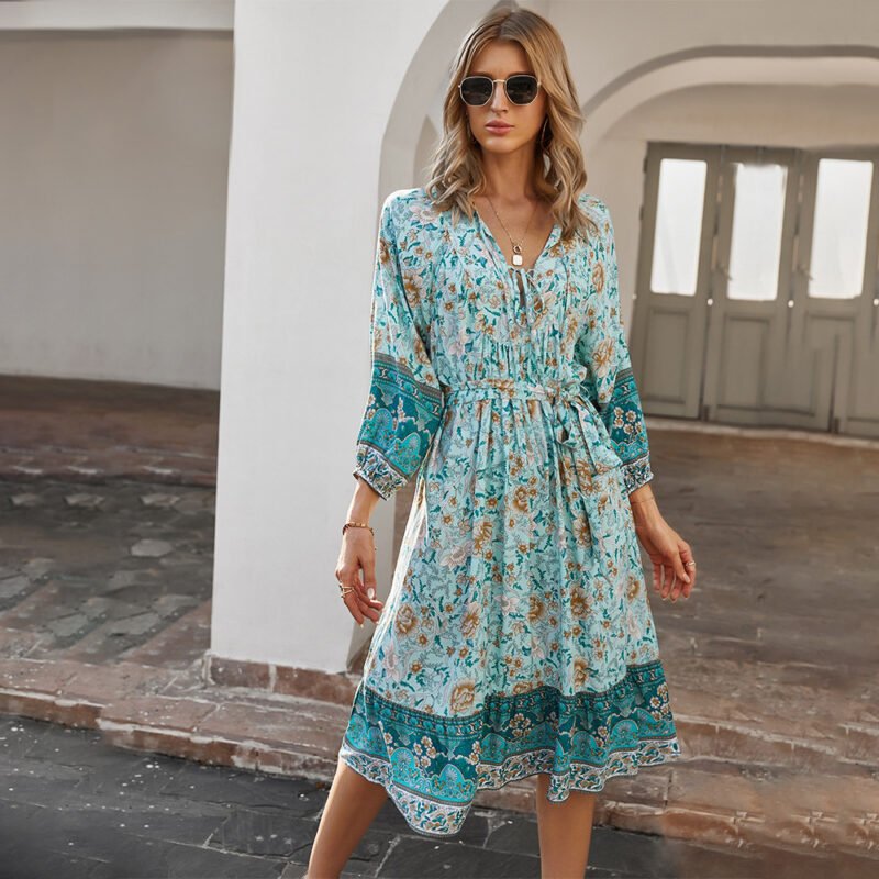 Bohemian Resort Style Printed Dress - Image 2