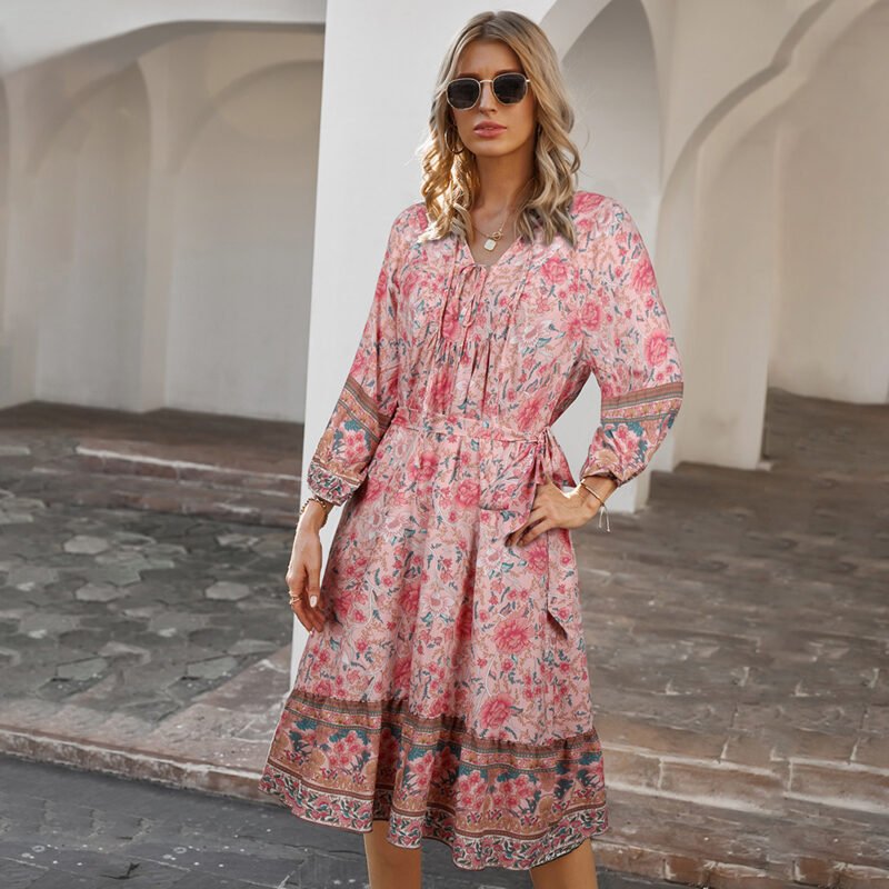 Bohemian Resort Style Printed Dress - Image 3