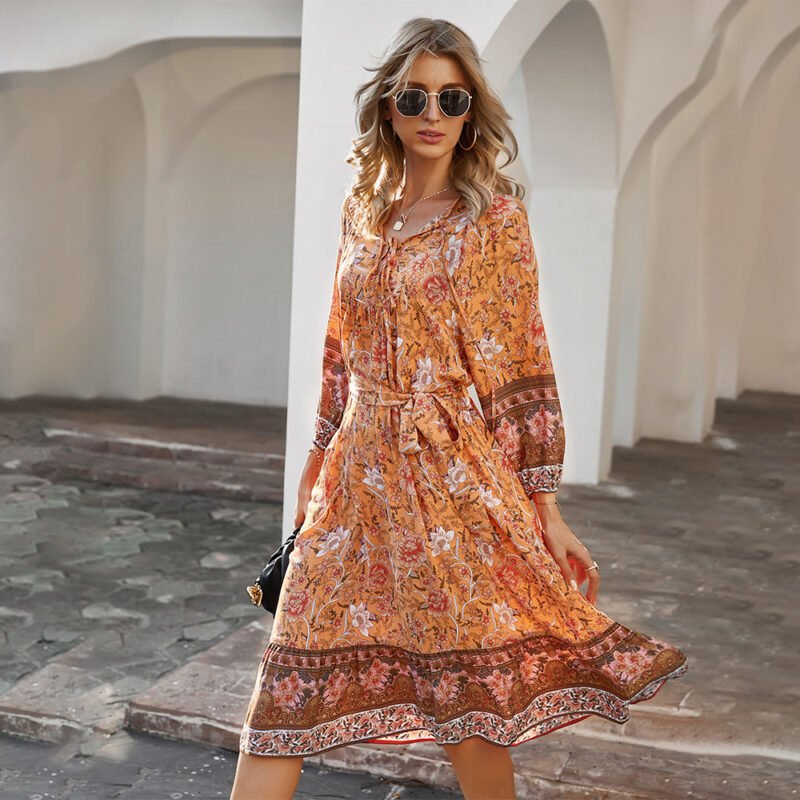 Bohemian Resort Style Printed Dress - Image 5