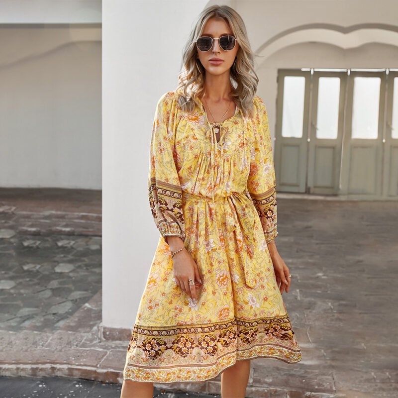Bohemian Resort Style Printed Dress - Image 4