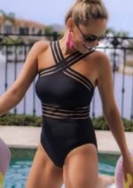 Swimsuit Bikini High Waist Leopard Print Stitching Bikini Ladies Swimsuit One-Piece