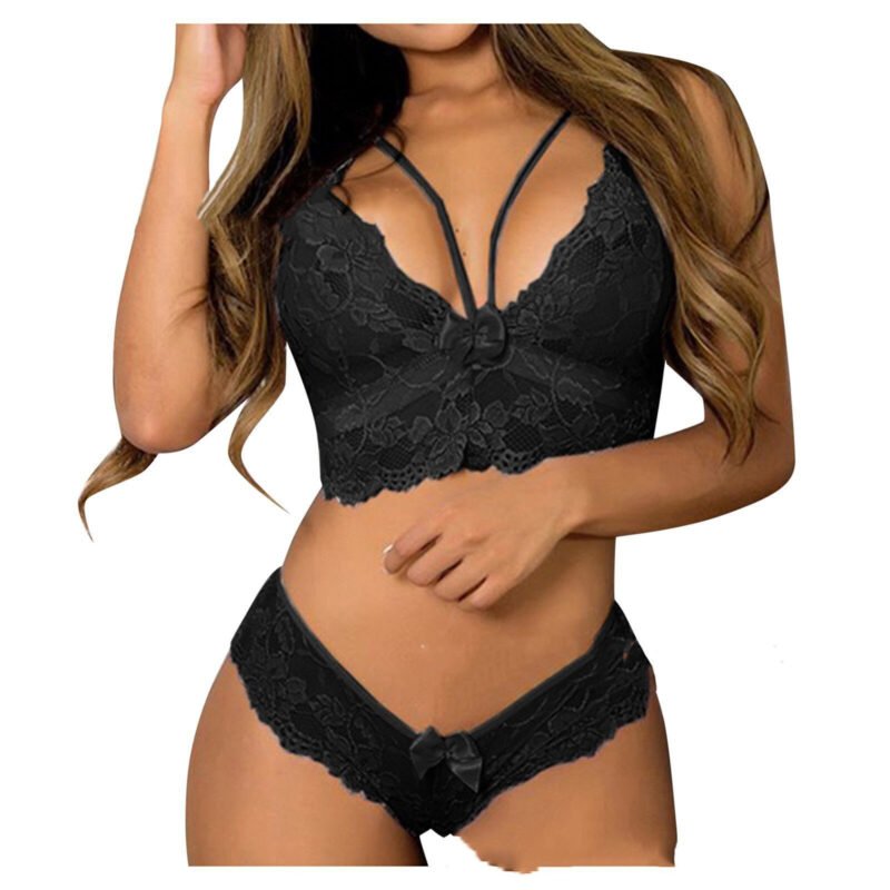 Sexy Women Plus Size Lingerie Corset Lace Floral Bralette Bra Two Piece Underwear Sexy Lingerie - Image 2