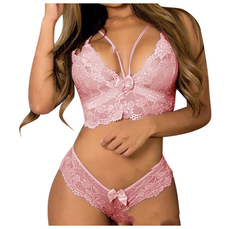 Sexy Women Plus Size Lingerie Corset Lace Floral Bralette Bra Two Piece Underwear Sexy Lingerie - Image 3