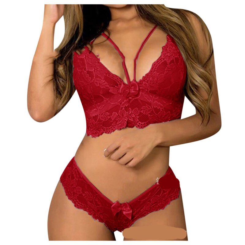 Sexy Women Plus Size Lingerie Corset Lace Floral Bralette Bra Two Piece Underwear Sexy Lingerie - Image 5