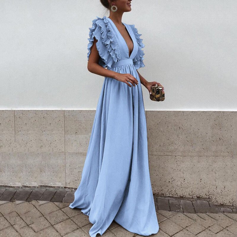 Fungus bohemian dress deep V long high waist dress skirt - Image 6