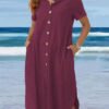 Burgundy shortsleeved