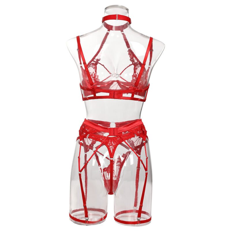 Love Drill Buckle Sexy Cutout Embroidered Sexy Lingerie Suit - Image 7
