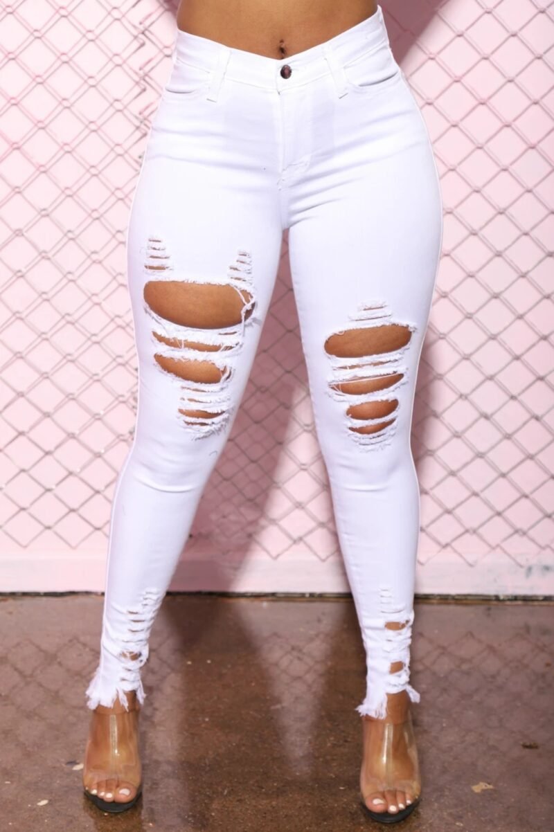 Women's Jeans Women's Ripped Elastic Feet Pants - Image 2