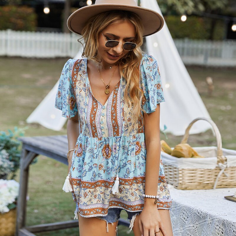 Fashion Women's Wear Bohemian Casual Vacation Style Top - Image 9