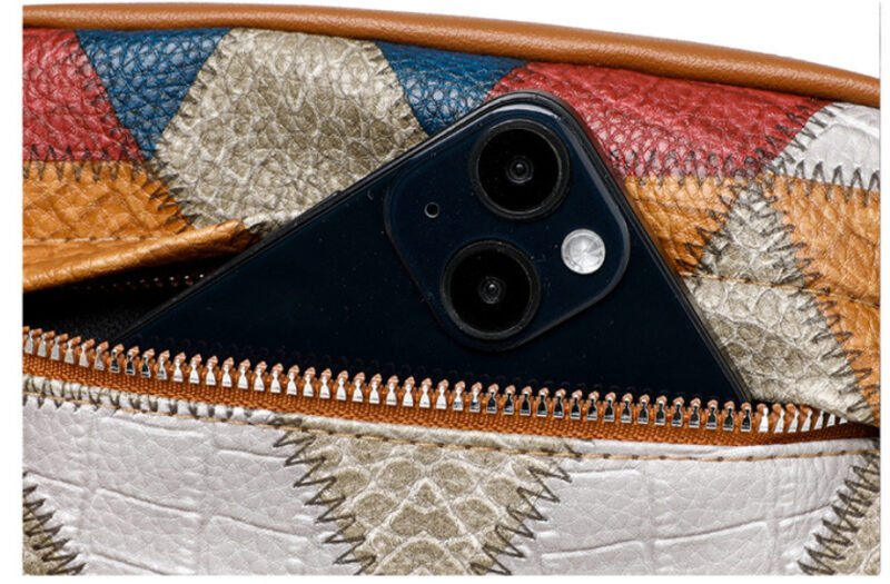 Retro Fashion Stitching Contrast Color Small Square Bag - Image 6