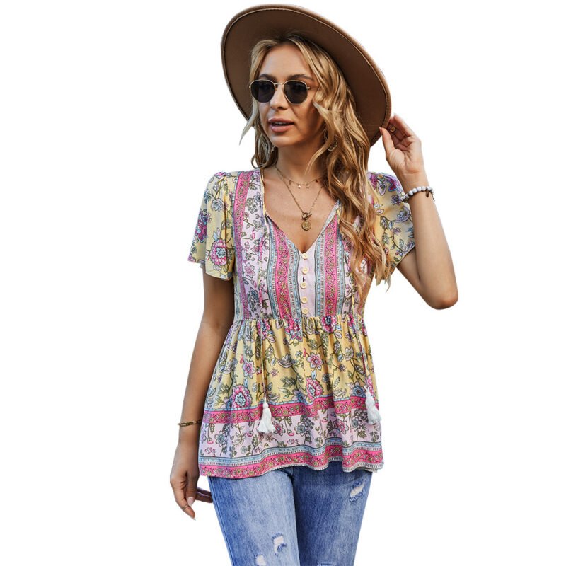 Fashion Women's Wear Bohemian Casual Vacation Style Top - Image 4