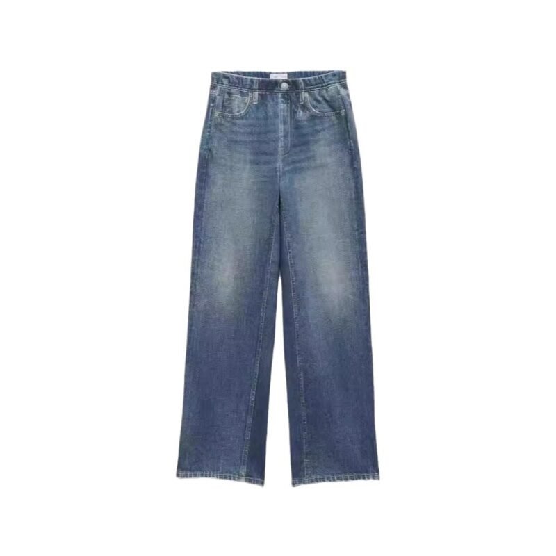 Retro Mid-waist Women's Jeans Loose Wide-leg Plus Size Straight-leg Pants - Image 5