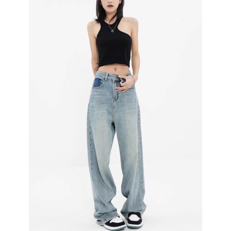 Women's Wide-leg Jeans Loose High Waist Drooping - Image 9