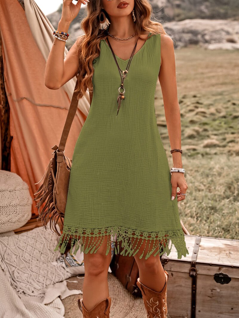 Holidaya Back Patchwork Lace Hawaiian Style Women's Casual Dress, Summer - Image 4