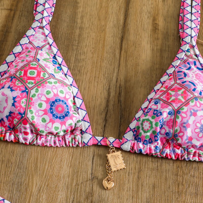 Retro 4-color Printed Women's Swimwear Bikini - Image 7