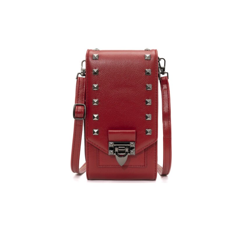 Rivet Design Shoulder Bags Mobile Phone Handbag Solid Color Crossbody Bags Women - Image 2