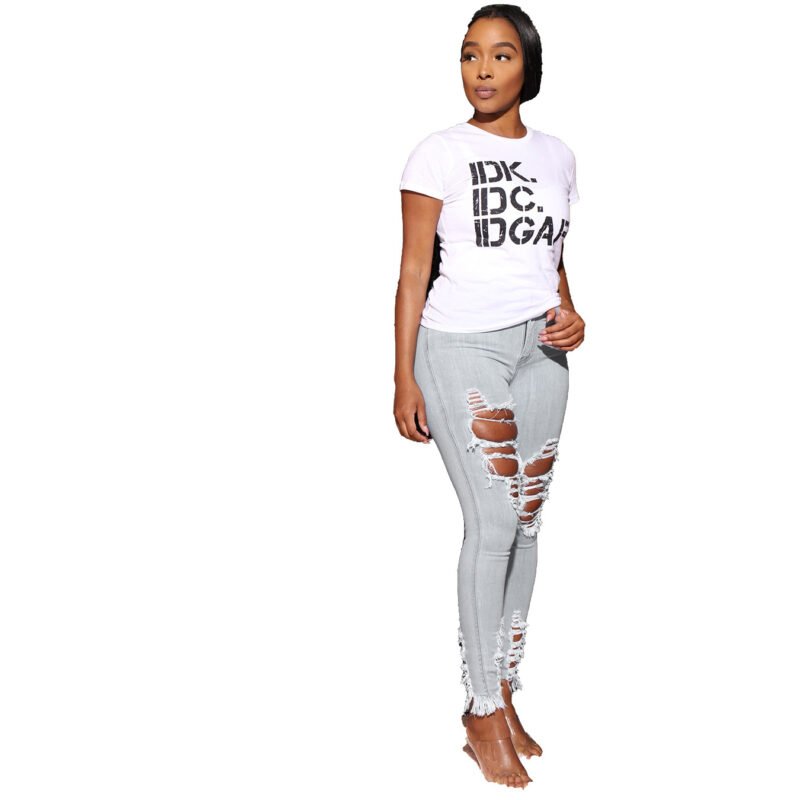 Women's Jeans Women's Ripped Elastic Feet Pants - Image 6