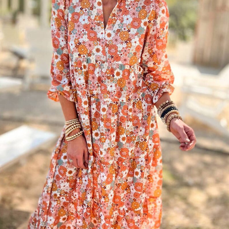 Bohemian Style Printed Dopamine Dress - Image 9