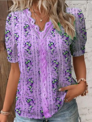Holiday Fashion Digital Printing Hollow Short Shirt