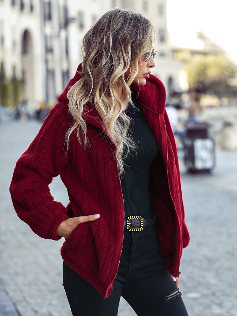 AutumnWinter Fashion Women's Hooded Long-sleeved Casual Jacket - Image 3