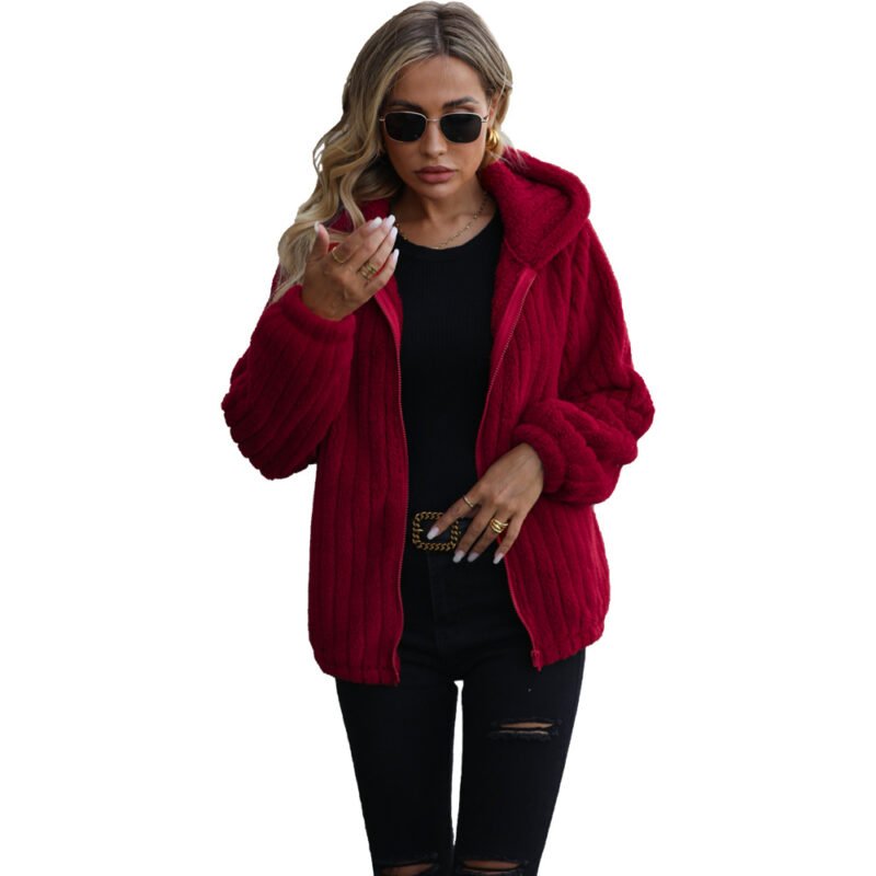 AutumnWinter Fashion Women's Hooded Long-sleeved Casual Jacket - Image 6