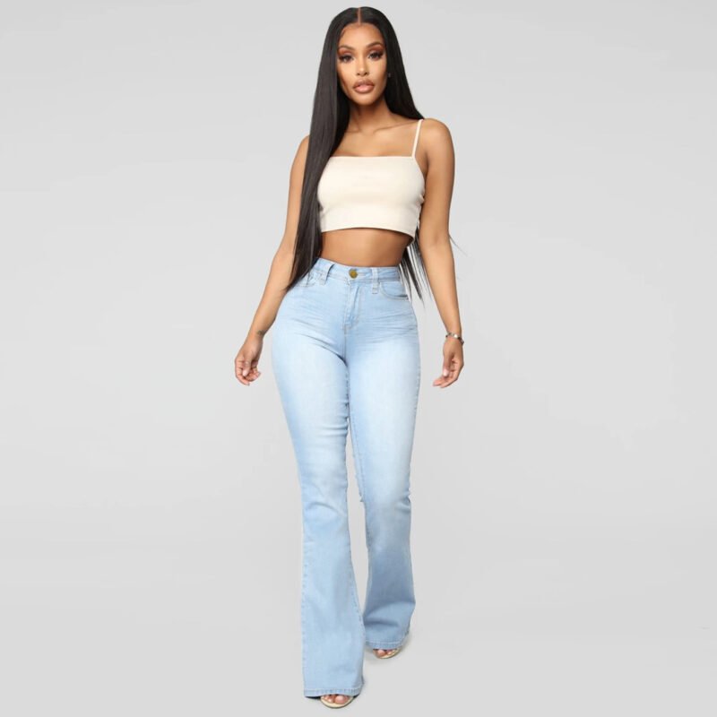 Women's Classic High Waist Slim Denim Horseshoe Pants - Image 3