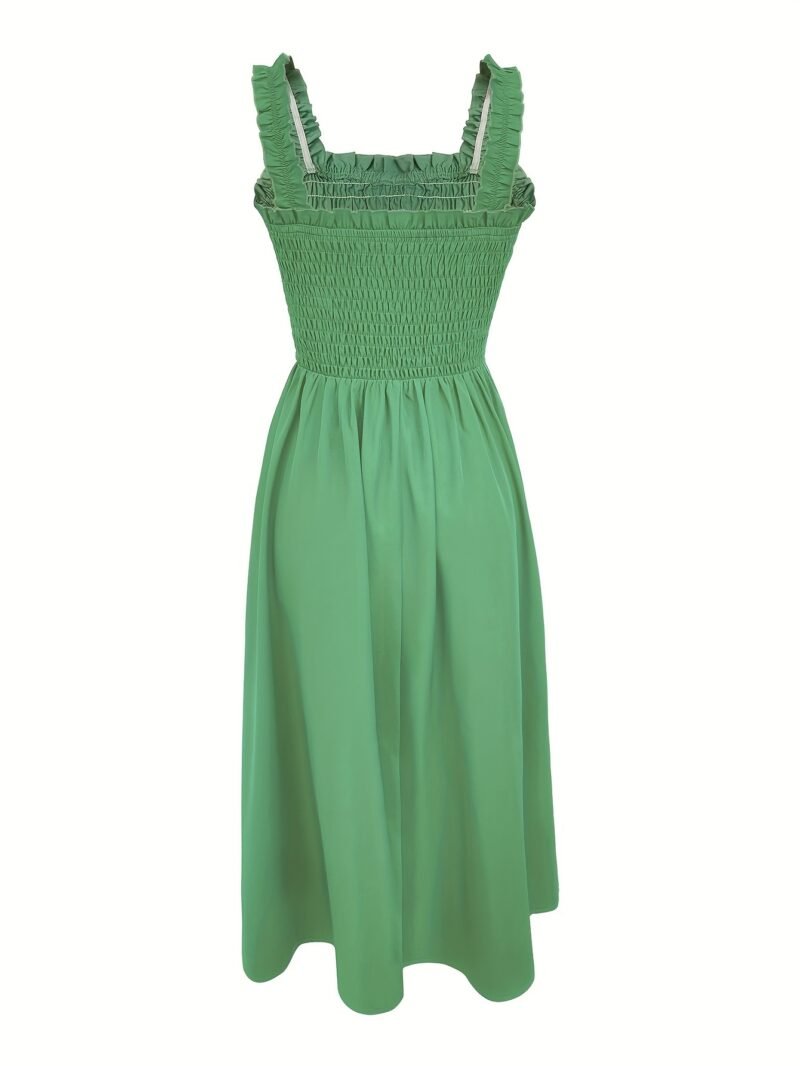 Stunning Shirred A-Line Maxi Dress - Elegant Square Neck, Sleeveless, Cami Style, Flattering Fit, Perfect For Spring & Summer, Women's Clothing, Versatile And Chic - Image 2