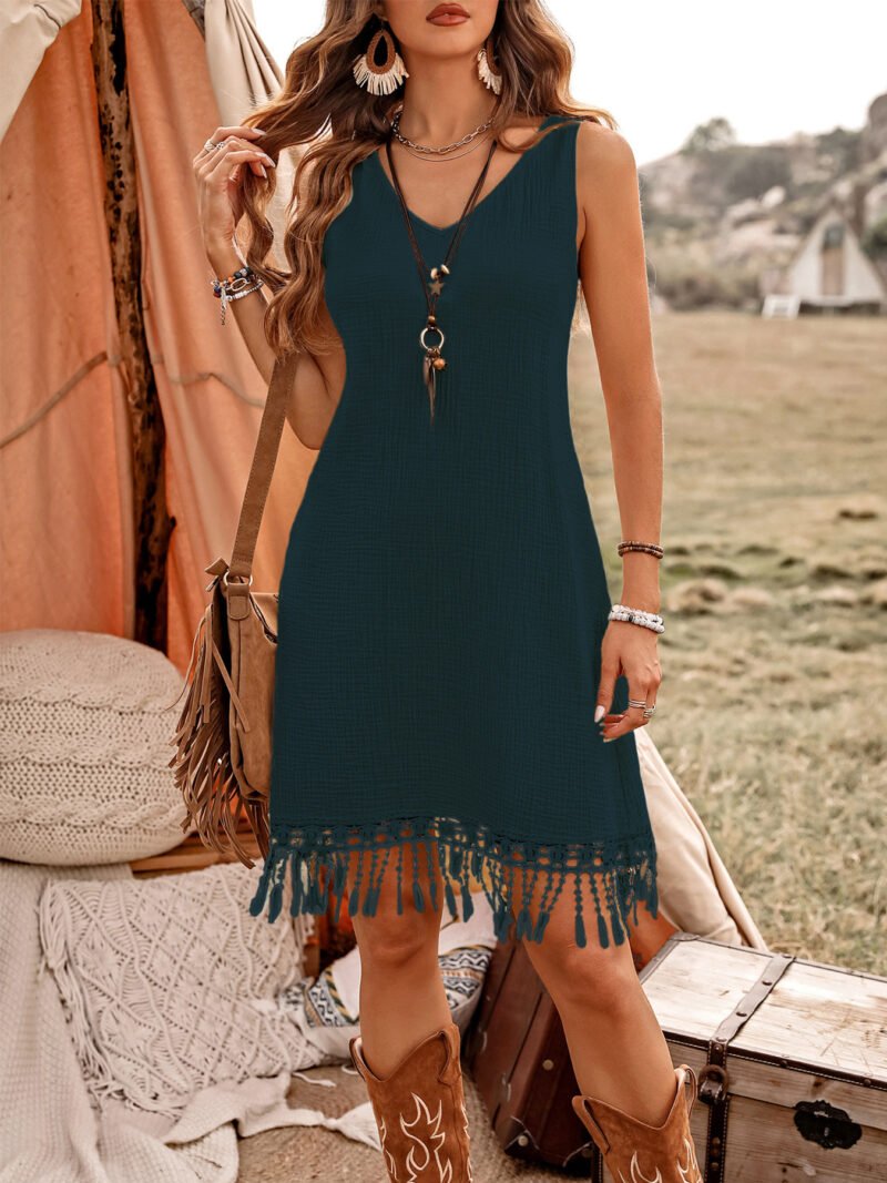 Holidaya Back Patchwork Lace Hawaiian Style Women's Casual Dress, Summer - Image 5
