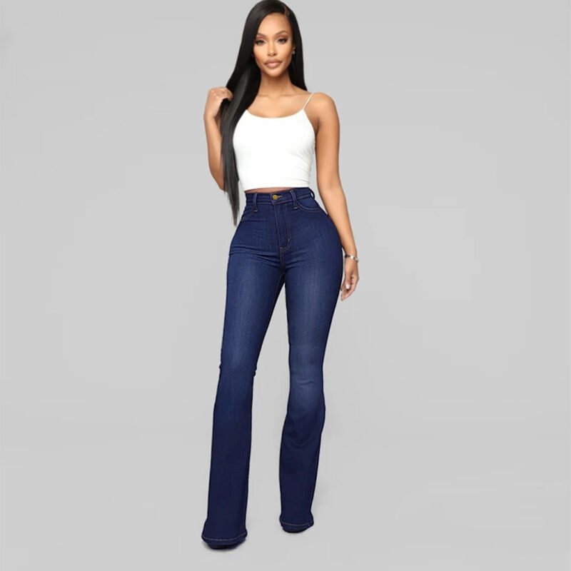 Women's Classic High Waist Slim Denim Horseshoe Pants - Image 5