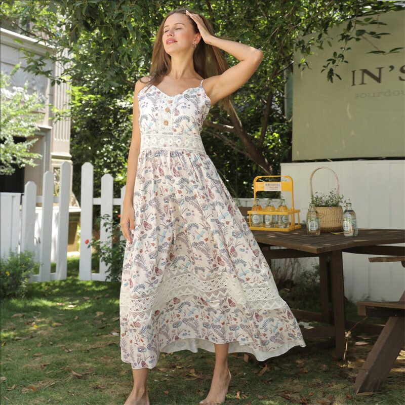 Women's Sleeveless Suspender Floral Dress - Image 7