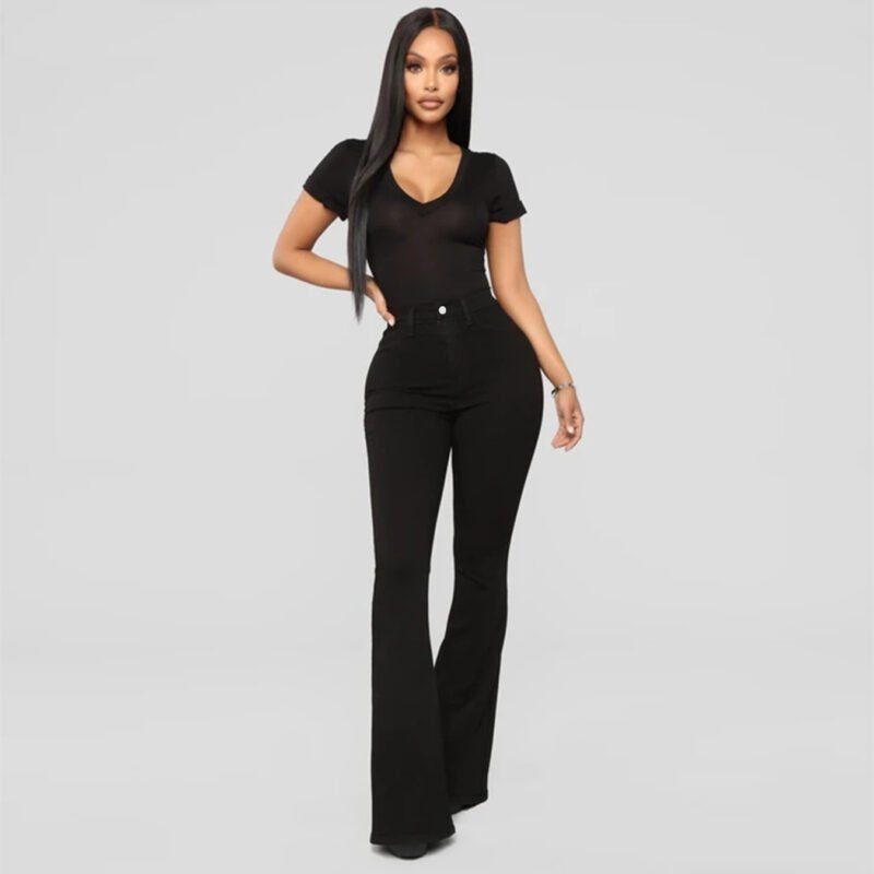 Women's Classic High Waist Slim Denim Horseshoe Pants - Image 2