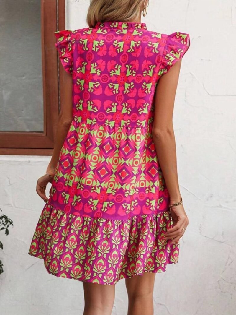 Printed Sleeveless Dress Summer Fashion V-Neck Lace-up Straight Dresses For Womens Clothing - Image 2