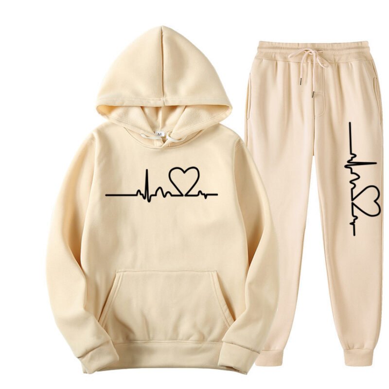 Men's And Women's Fleece-lined Sweater Suit Autumn And Winter Heart Figure Hoodie - Image 8