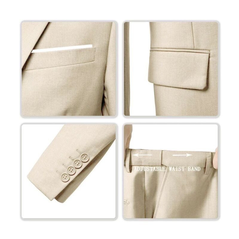 Brand Classic Men Suit 3 Pieces Fashion Slim Fit Blazer Vest - Image 5