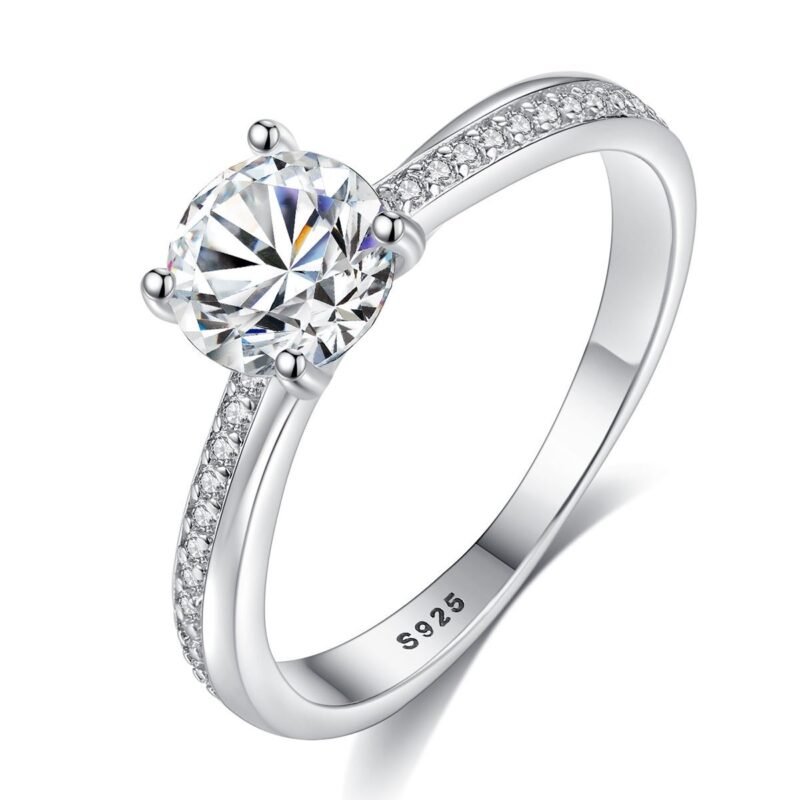 Sterling silver ring fashion ring claw set zircon - Image 5