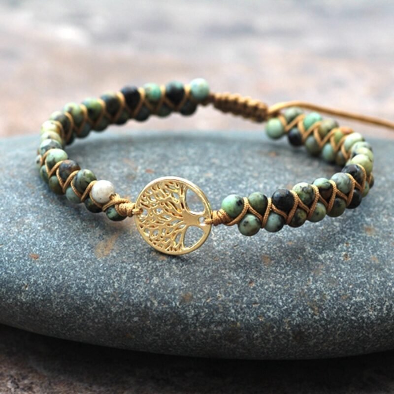 Tree Charm Bracelets African Japser String Braided Bracelets Yoga Handmade Friendship Lover Bracelet Tree of Life Charm Bracelet - Image 2