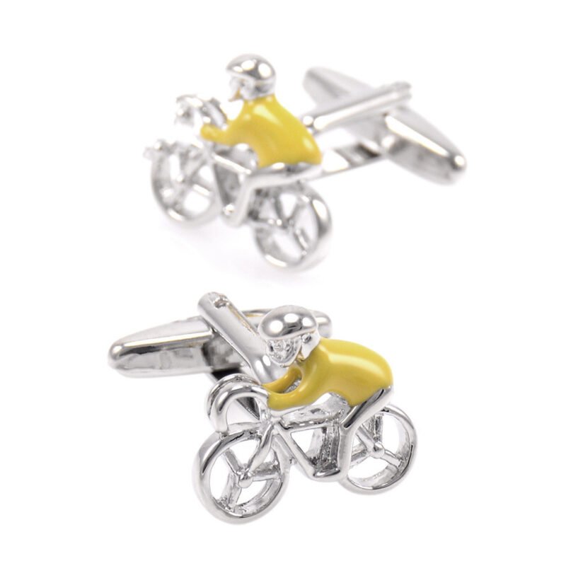 French Shirt Cycling Cufflinks Athlete Yellow - Image 4