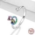 Colorful Zircon 26 Letters Ring Fashion Everyday All-Match Ring Jewelry