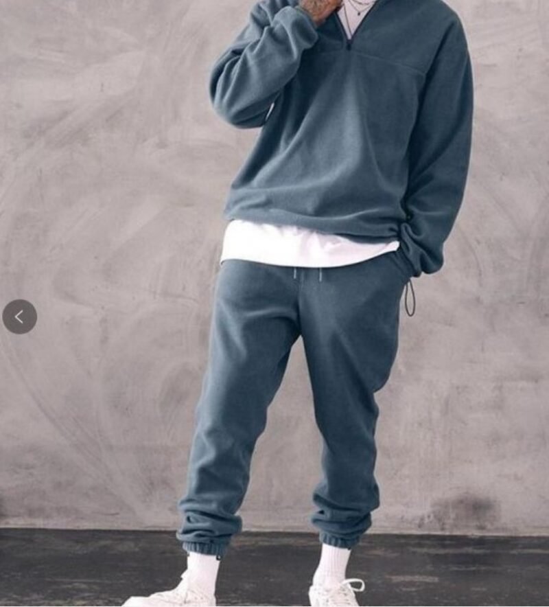 Casual Stand Collar Thickened Long-sleeved T-shirt Loose-fitting  Pullover Men's Suit - Image 6