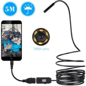 OWSOO 6 LED 7MM USB Endoscope Camera 5M Waterproof USB Wire Snake Tube Inspection Borescope For OTG Compatible Android Phones