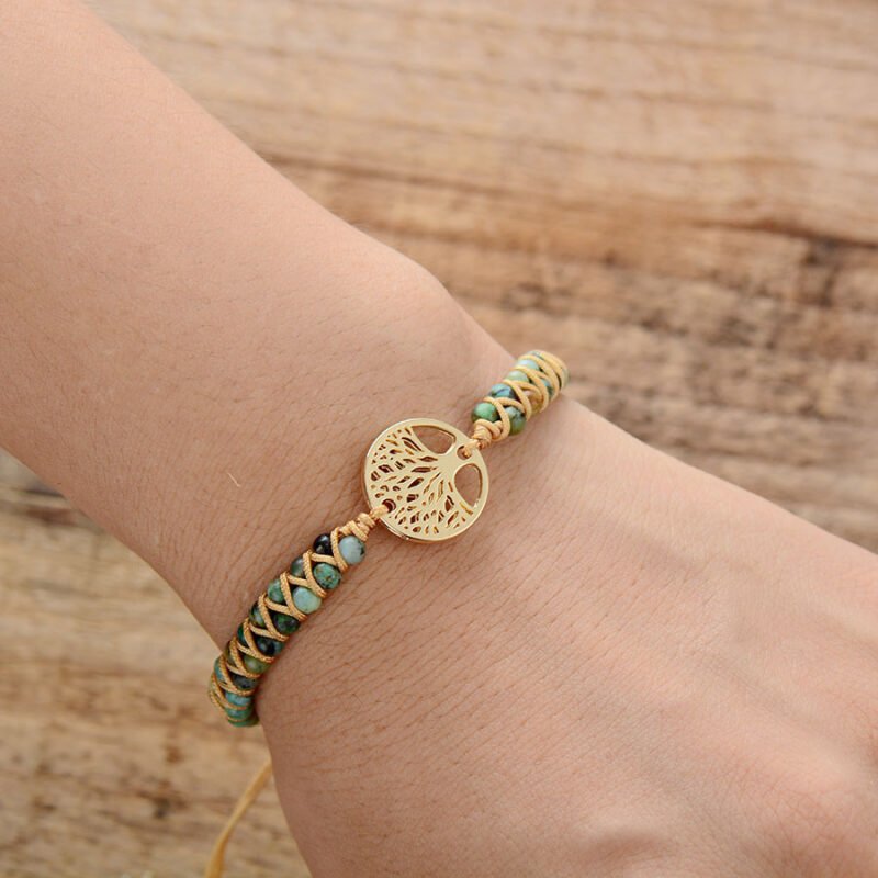 Tree Charm Bracelets African Japser String Braided Bracelets Yoga Handmade Friendship Lover Bracelet Tree of Life Charm Bracelet - Image 4