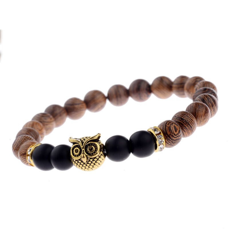 Owl frosted stone lifeline wood grain bracelet - Image 8