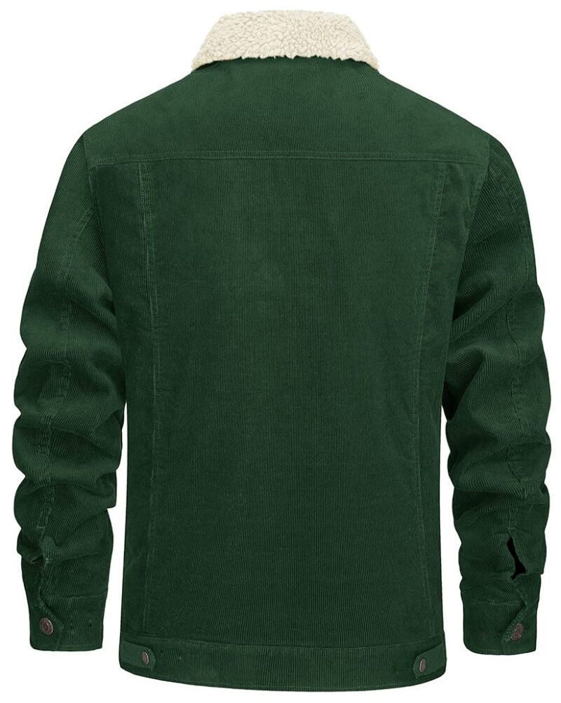 Corduroy Lapel Long Sleeve Plush Jacket Coat - Image 2