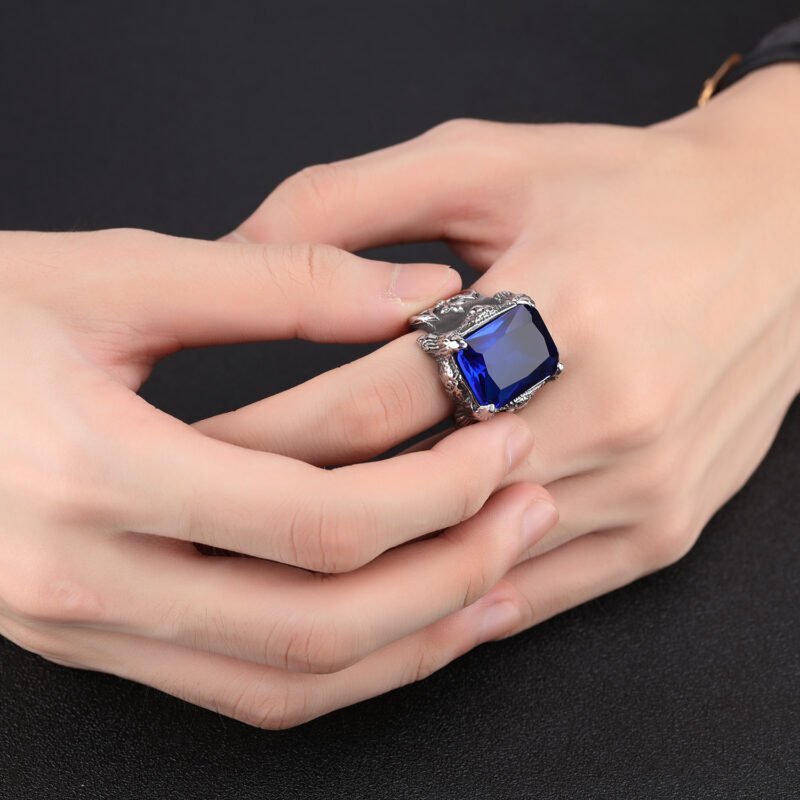Titanium steel men's zircon ring - Image 5