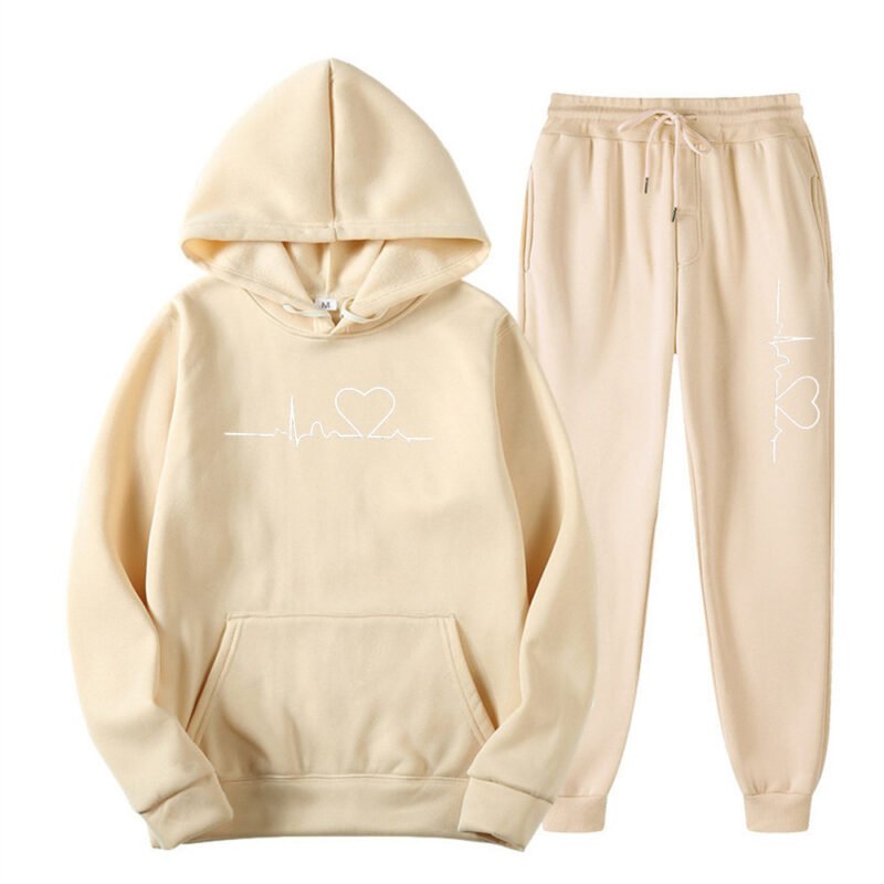 Men's And Women's Fleece-lined Sweater Suit Autumn And Winter Heart Figure Hoodie - Image 5
