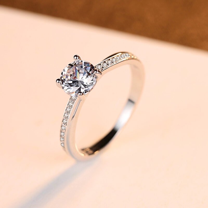 Sterling silver ring fashion ring claw set zircon - Image 2